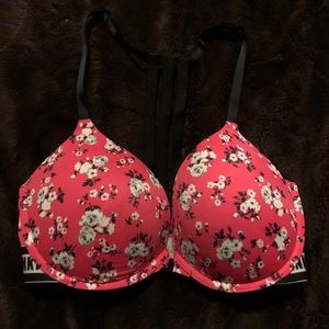 Red / floral PINK racer back bra